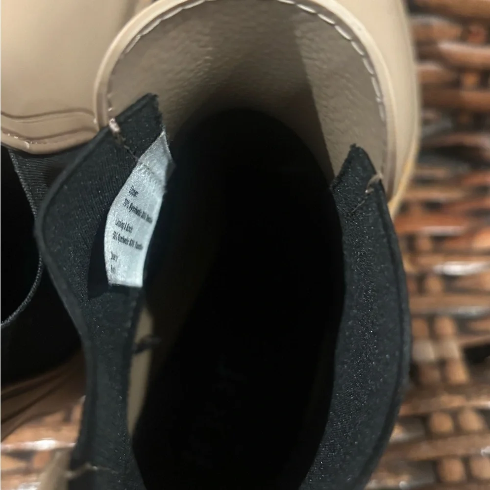 Igor Beige and Black Igor Ladies Rain Boots, Ankle Boots, Lug Soles, Size 8.5